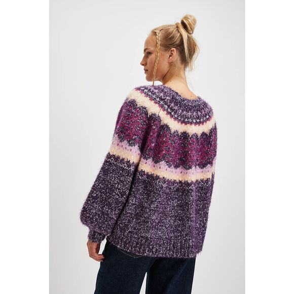 Festive Frost Sweater Blackberry Wine Combo Size Small Oversized $148 NWOT - Picture 2 of 2